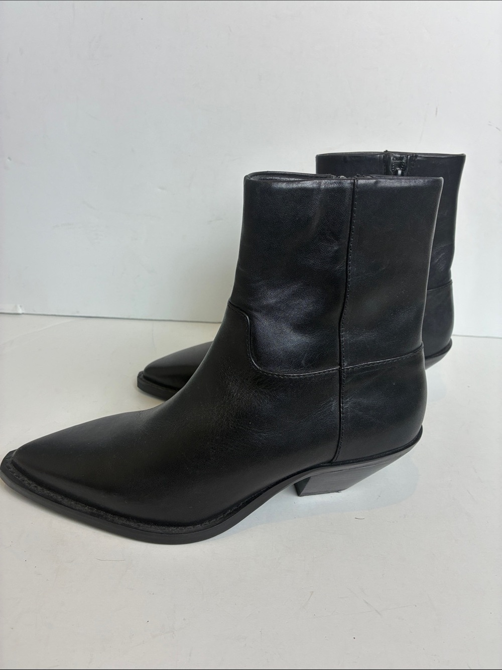 Zara leather cowboy ankle boot booties black EU 36 1122/010 western rodeo - Picture 7 of 16